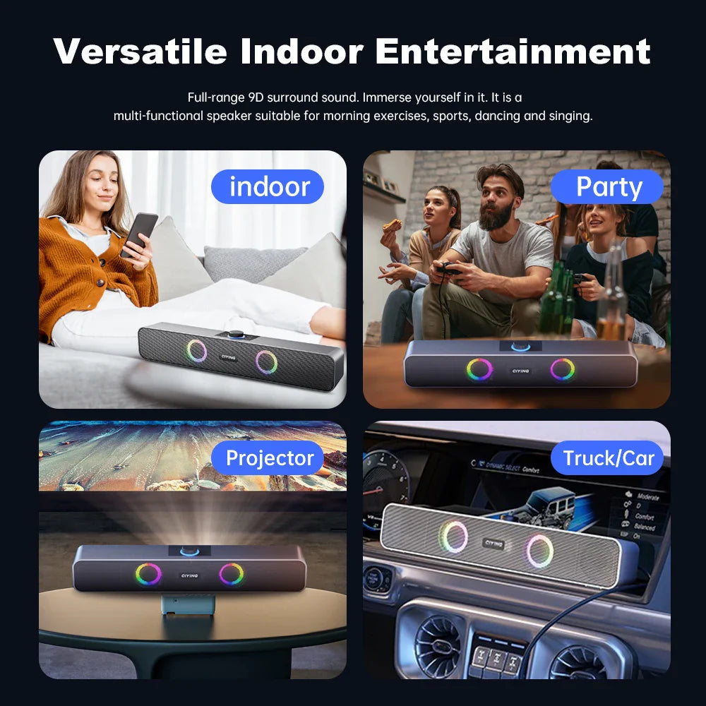 Bluetooth Speaker HD Sound Portable Playback AUX TF Card and USB LED Light Speaker Bluetooth 5.3 Wireless Loud Speaker amplified