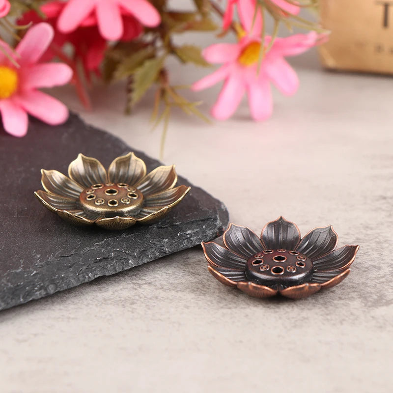 Alloy Lotus Incense Burner Plate – Bronze Nasturtium Aromatherapy Holder for Buddhism & Yoga, Durable Metal Censer for Living Room & Temple Use - Premium incense burner plate from Lizard Vigilante - Just $11.99! Shop now at Lizard Vigilante