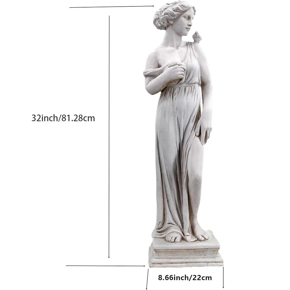 Outdoor Garden Statue, Nymph Sculpture Goddess of Greek Mythology Roman Style Outdoor Patio Yard Lawn Porch Decor, Ivory