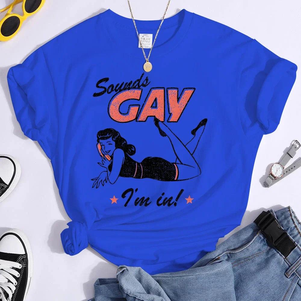 Sounds Gay Funny Tees Pride Month Shirts Fashion Casual Tops Female T Shirt - Lizard Vigilante