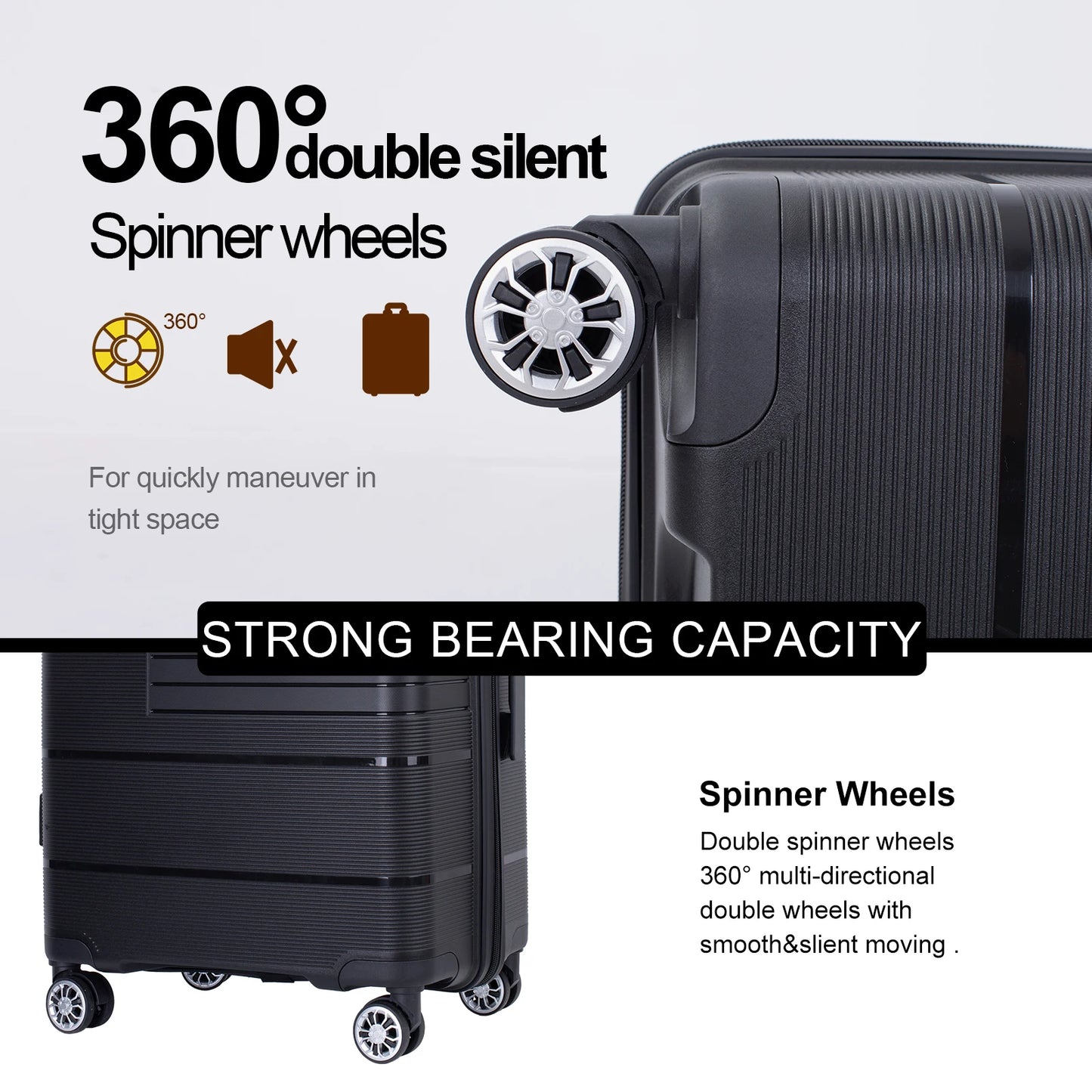 Travelhouse Hardshell Suitcase PP Luggage Sets Lightweight Durable Suitcase with TSA Lock,3-Piece Set (20/24/28) - Premium  from Lizard Vigilante - Just $180.99! Shop now at Lizard Vigilante