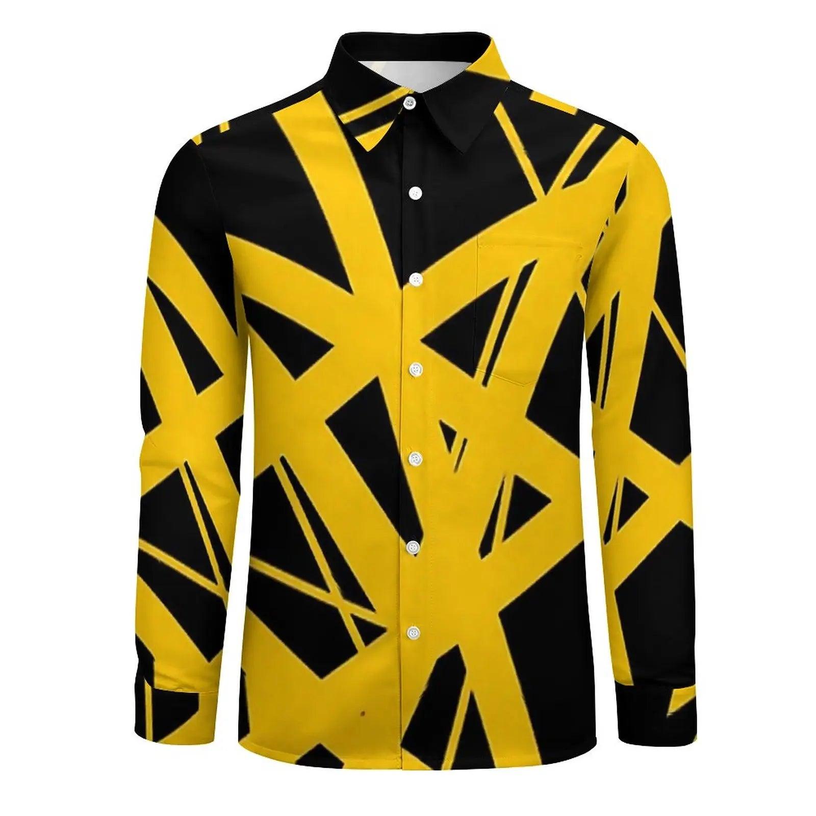 Van Halen Shirt Men Vintage Lines Casual Shirts Autumn Street Graphic Blouses Long Sleeve Vintage Oversized Top Gift - Premium Long-sleeve shirt from Lizard Vigilante - Just $34.99! Shop now at Lizard Vigilante