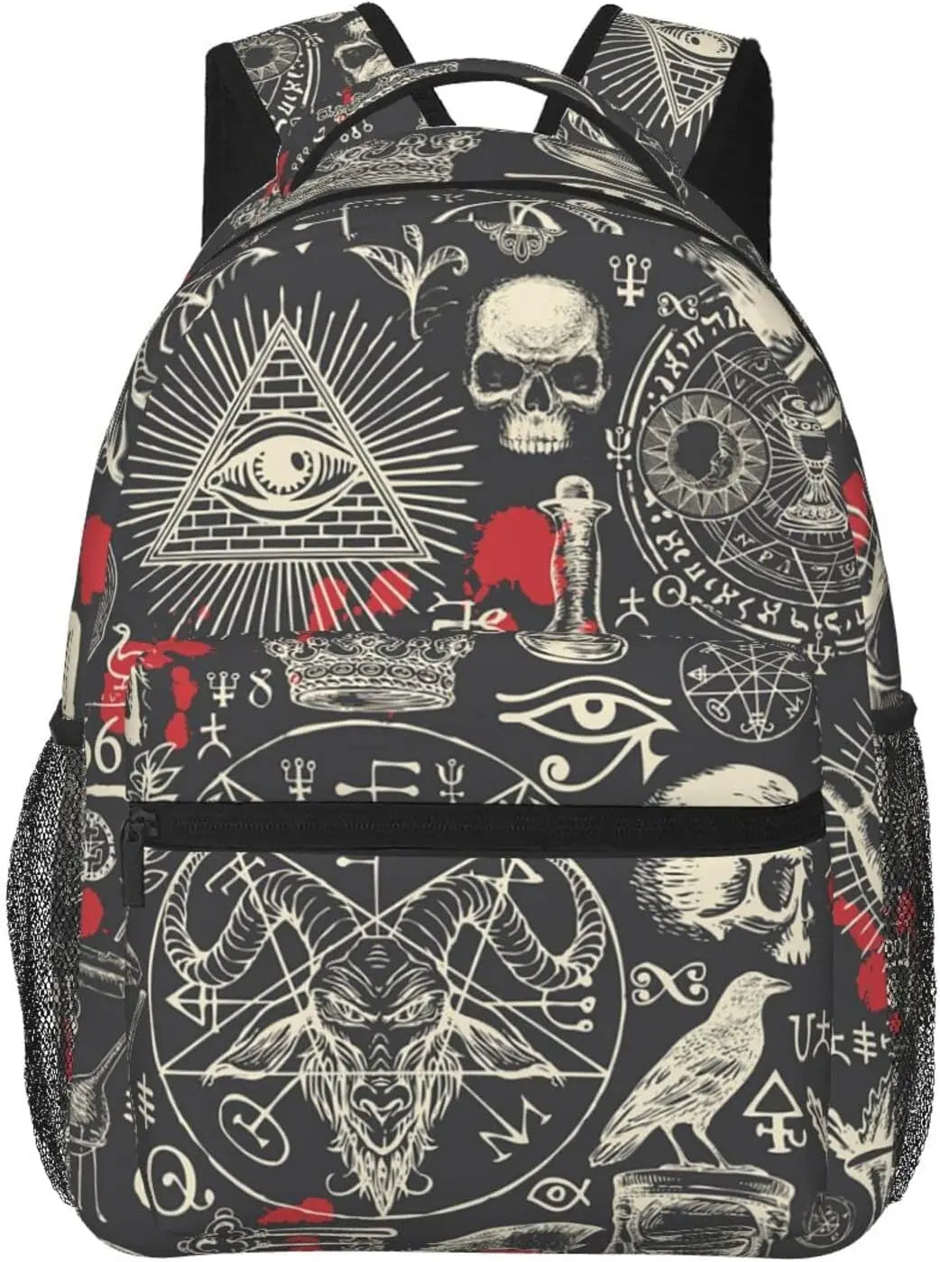 Retro Witchcraft Satanic Laptop Backpack – Stylish Unisex Casual Travel Bag with Chain Straps & Air Cushion Support - Premium bag from Lizard Vigilante - Just $36.66! Shop now at Lizard Vigilante