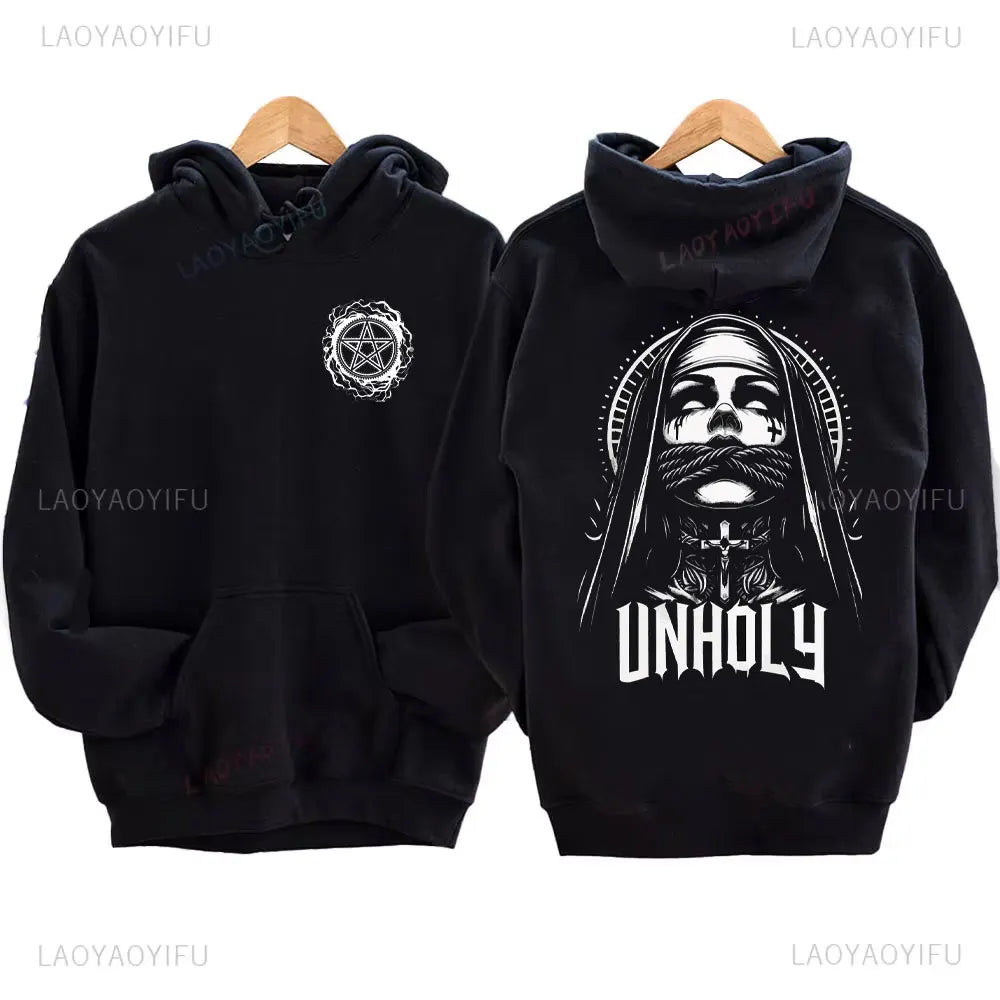 The Bad Nun Hoodie – Satanic Hip-Hop Fleece Sweater for Harajuku Streetwear Fans - Premium hoodie from Lizard Vigilante - Just $39.99! Shop now at Lizard Vigilante