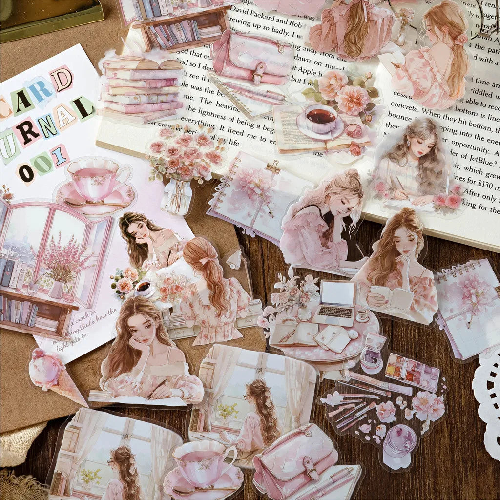 Journamm 40pcs/pack PET Materials Character Sticker DIY Scrapbook Collage Supplies Creative Decor Stationery Aesthetics Stickers