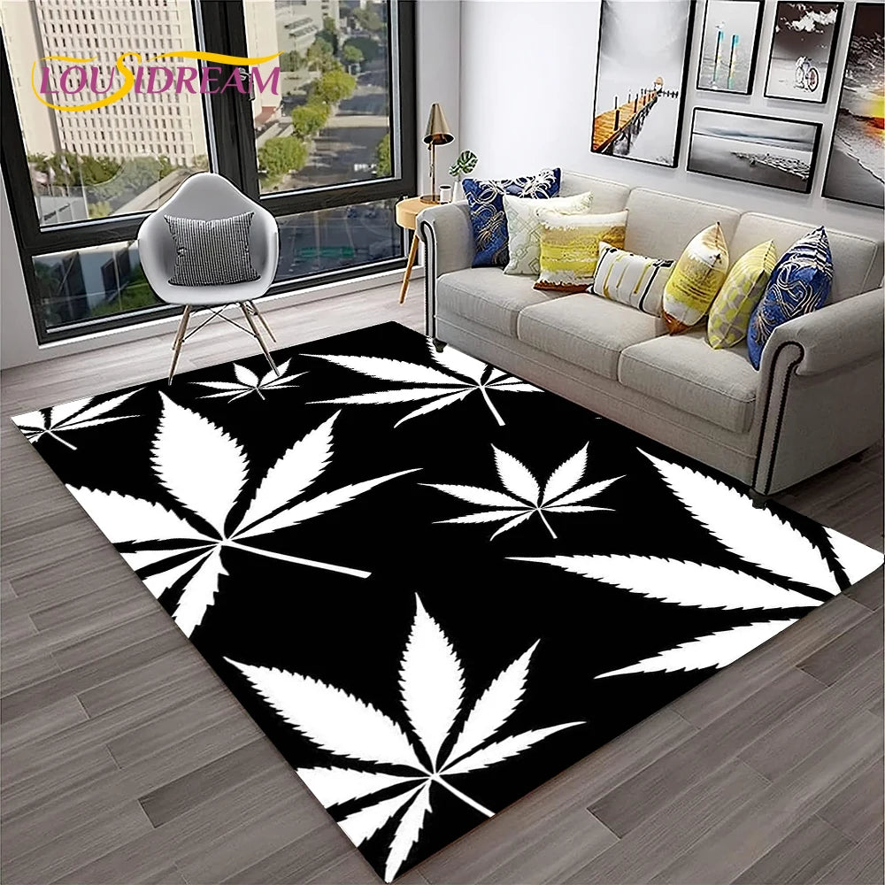 High Voltage Maple Leaf Lounge Rug – 3D Printed Non-Slip Weed Art Carpet For Living Rooms, Studios And Late-Night Plots