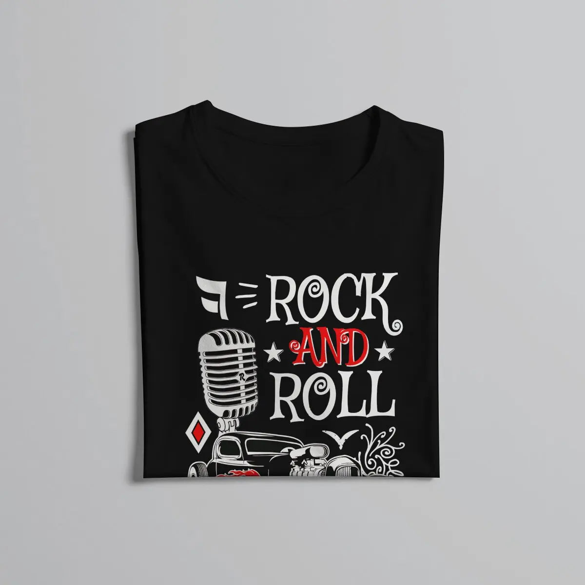 50s Rockabilly Hot Rod Vintage Rocker Men's T-Shirt Rock N Roll Crewneck Short Sleeve Polyester TShirt Humor Birthday Gifts - Premium T-Shirt from Lizard Vigilante - Just $20.99! Shop now at Lizard Vigilante