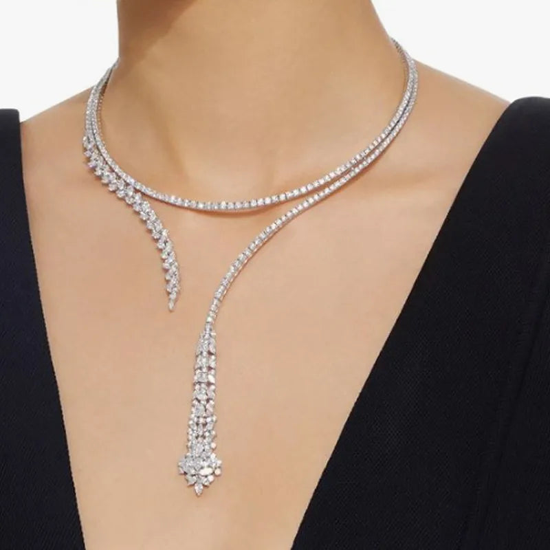 Stonefans Luxury Zircon Pendant Choker Jewelry Clavicle Chain for Women Korean Fashion Crystal Jewelry Necklace y2k Accessories - Premium  from Lizard Vigilante - Just $9.99! Shop now at Lizard Vigilante