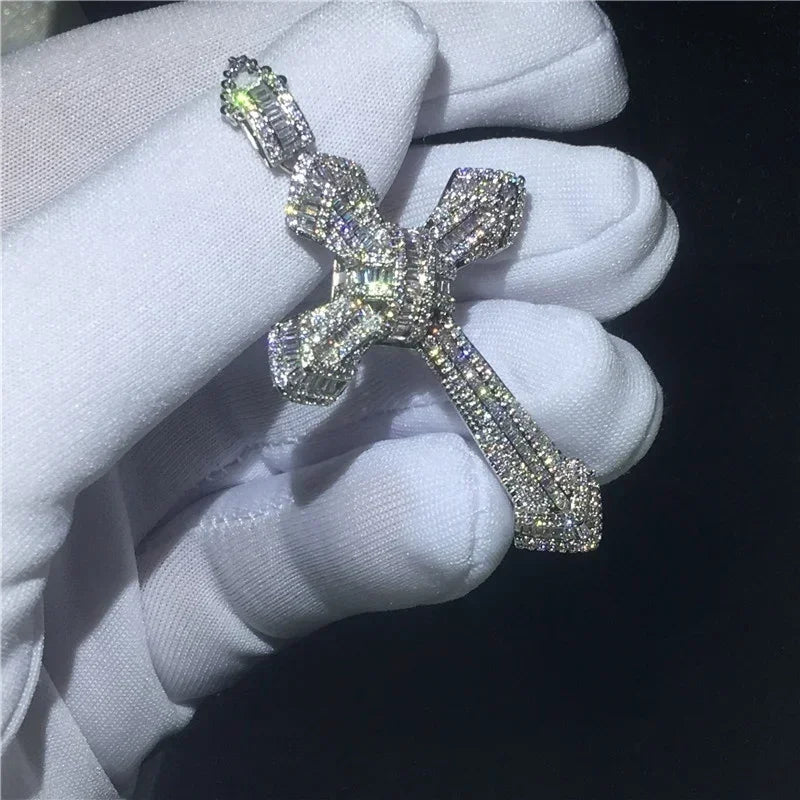 Exquisite Shining Crystal Cross Necklace Pendant Lucky Charming Fashion Jewelry Gift Unisex