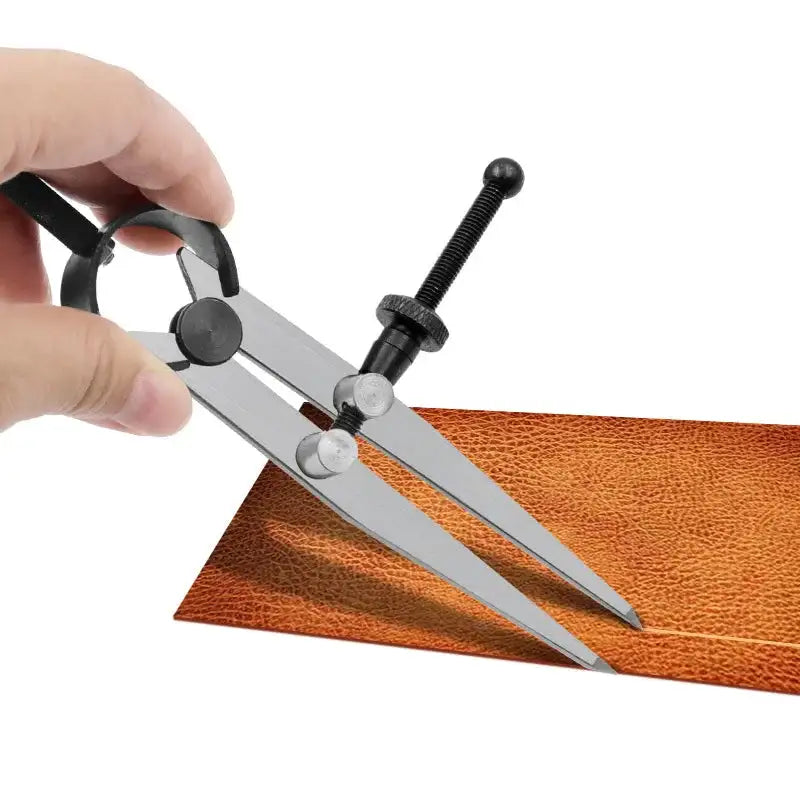 Adjustable Leather Compass Lockable Carbon Steel Divider Wing Creaser DIY Leathercraft Rotating Line Scribing Gauge Caliper Tool