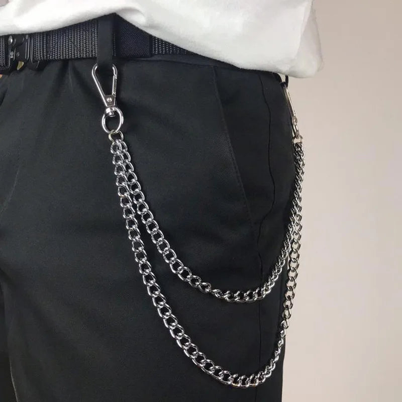 Punk Street Keychain Chain – Unisex Moon Star Rivets Skull Belt Accessory - Premium keychain from Lizard Vigilante - Just $19.88! Shop now at Lizard Vigilante