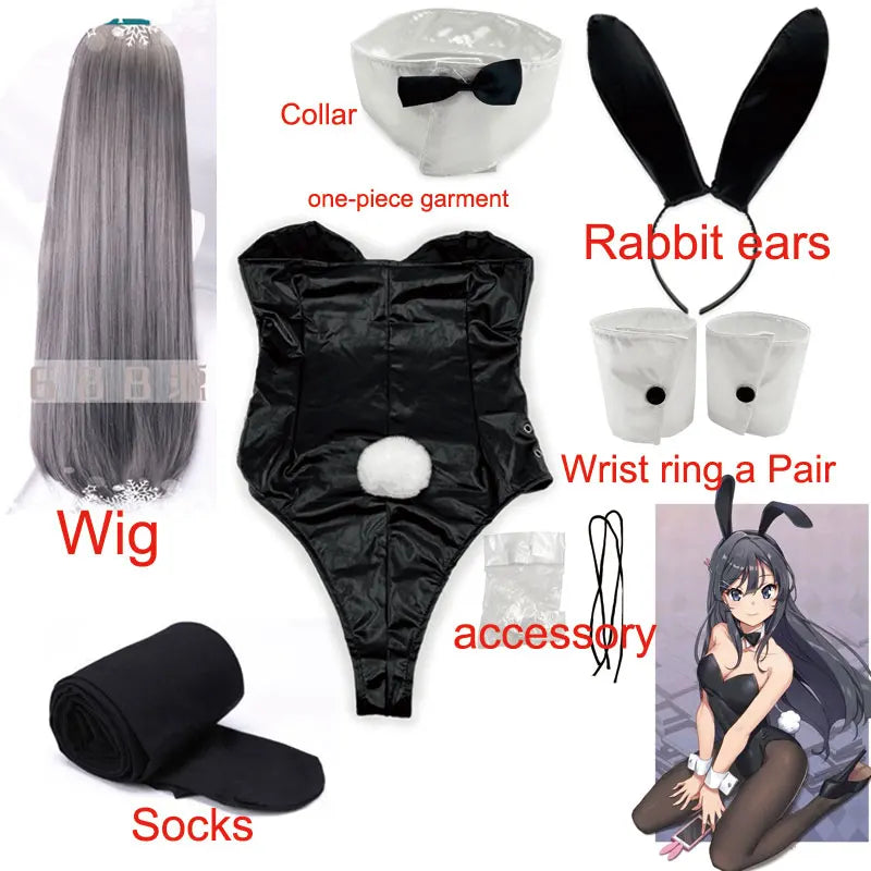 Bunny Girl Cosplay Costume Halloween Adult Woman Sakurajima Mai Senior Sister Playboy Cosplay Wig Clothes Size M/XL - Premium Cosplay Costumes from Lizard Vigilante - Just $23.99! Shop now at Lizard Vigilante