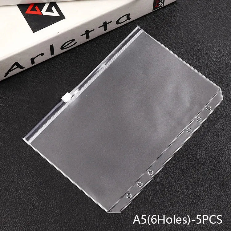 5pcs Transparent Zipper PVC Storage Bag Antioxidant Matte A5/A6 Cash Envelope Information Storage Folder School Office Supplies
