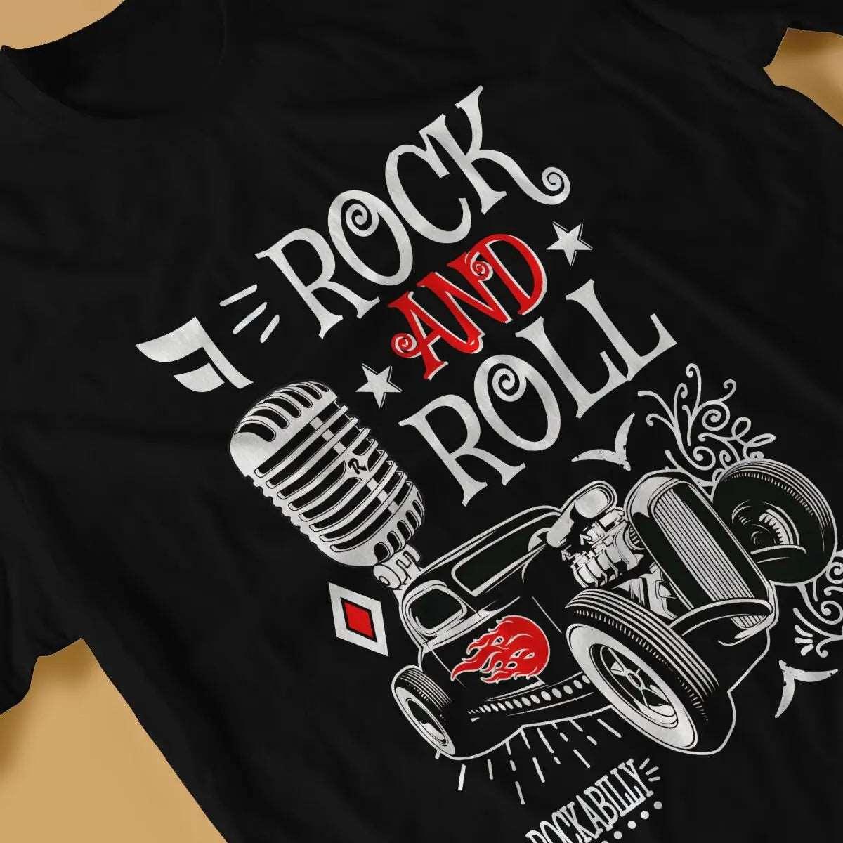 50s Rockabilly Hot Rod Vintage Rocker Men's T-Shirt Rock N Roll Crewneck Short Sleeve Polyester TShirt Humor Birthday Gifts - Premium T-Shirt from Lizard Vigilante - Just $20.99! Shop now at Lizard Vigilante