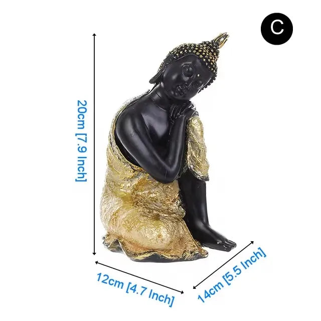 Thai Buddha Figurine Sculpture Sitting Buddha Statue Home Office Decor Indoor Statue Ornament 15cm Feng Shui Ornaments Crafts