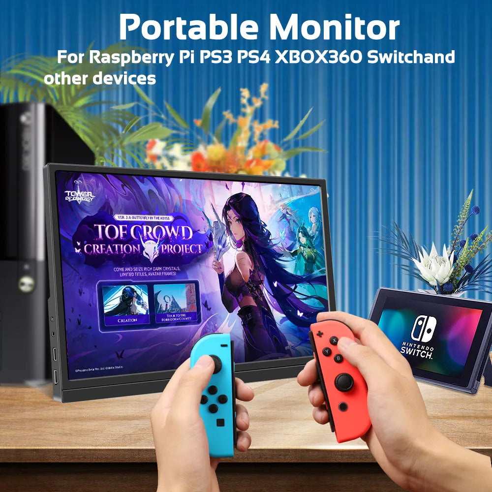 17.3Inch Portable Monitor External Display LCD Screen PC Gamer HDMI-compatible Switch Xbox PS4/PS5 Laptop Display Gaming Monitor