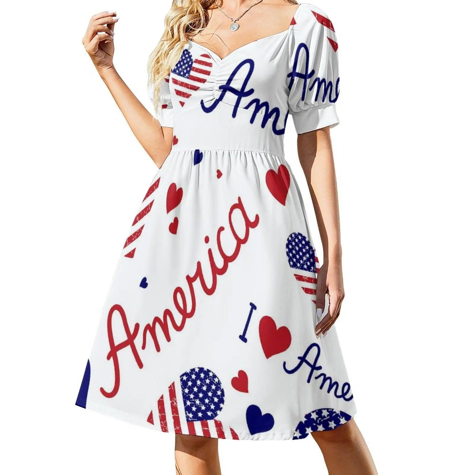 Soft American Flag Dress Sexy V Neck Celebrate USA Red White Blue Festival Dresses Basic Casual Dress Print Oversize Vestido - Premium dresses from Lizard Vigilante - Just $30.99! Shop now at Lizard Vigilante