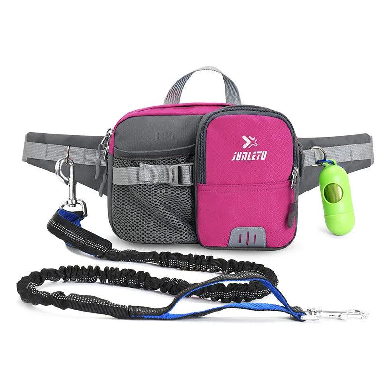 Retractable Hands Free Dog Leash with Adjustable Waist Bag Phone Pouch Water Bottle Holder Reflective for Running Walking - Premium leash from Lizard Vigilante - Just $32.99! Shop now at Lizard Vigilante