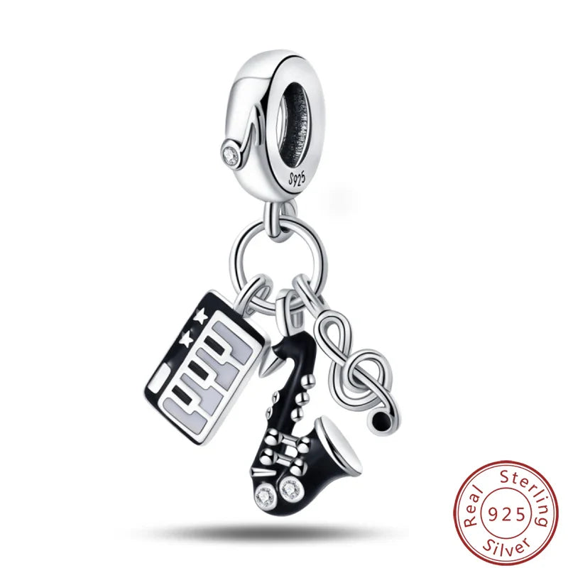 S925 Sterling Silver Princess Golf Hamster Camera Travel Three Piece Set Charms Beads 3mm DIY Fine Jewelry Making
