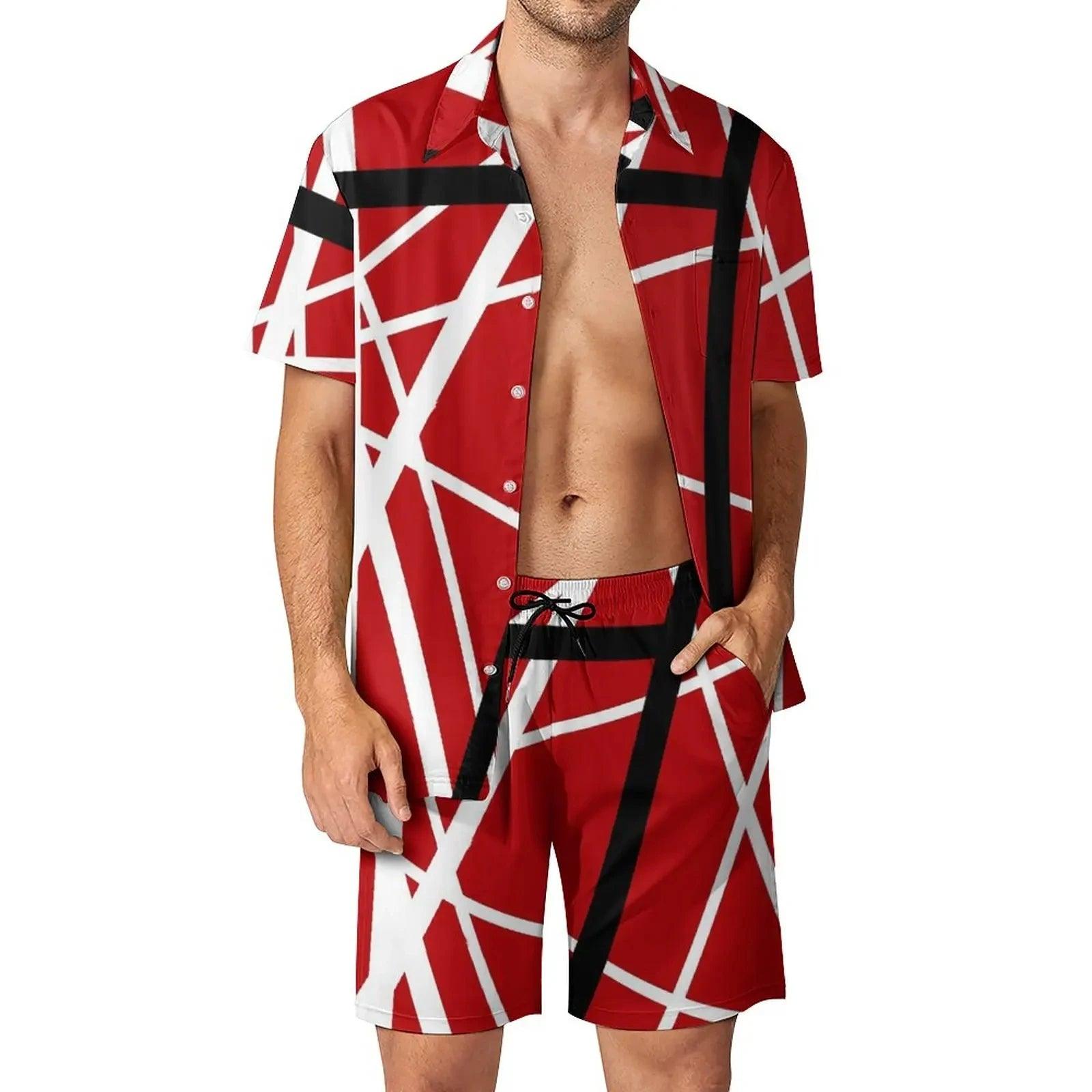 Van Halen Shirt Sets 3D Printed Men Casual Fashion Short Sleeves Shirts Oversized Beach Shorts Hawaiian Streetwear Suits Clothes - Premium  from Lizard Vigilante - Just $27.99! Shop now at Lizard Vigilante