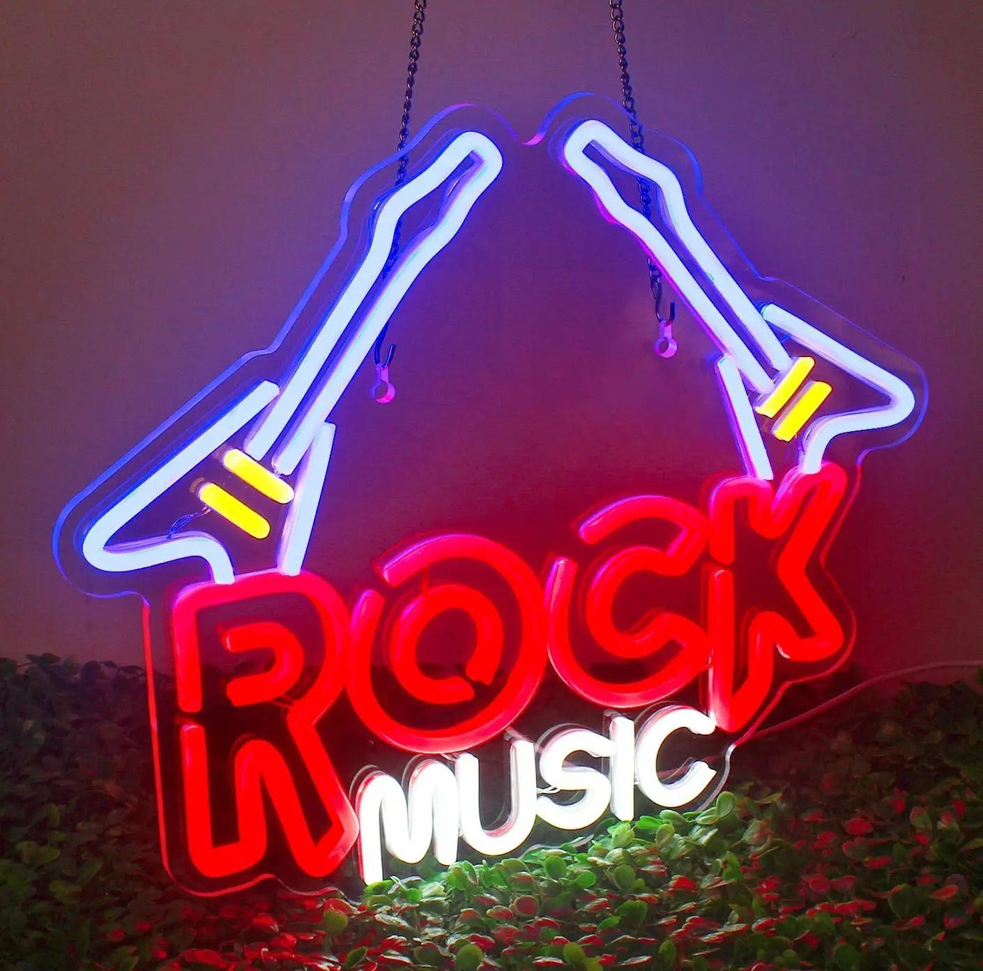 Rock & Roll Neon Signs Guitar Music Led Neon Light Art Wall Decor for Game Room Music Party Rock Studio Bar Disco Party Neon Man Cave Art - Lizard Vigilante