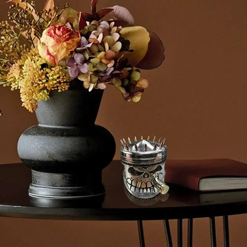 Carved Piston Skull Face Sculpture Resin Skull Artwork Statue Crafts Home and Office Personalised Desktop Decoration Ornaments