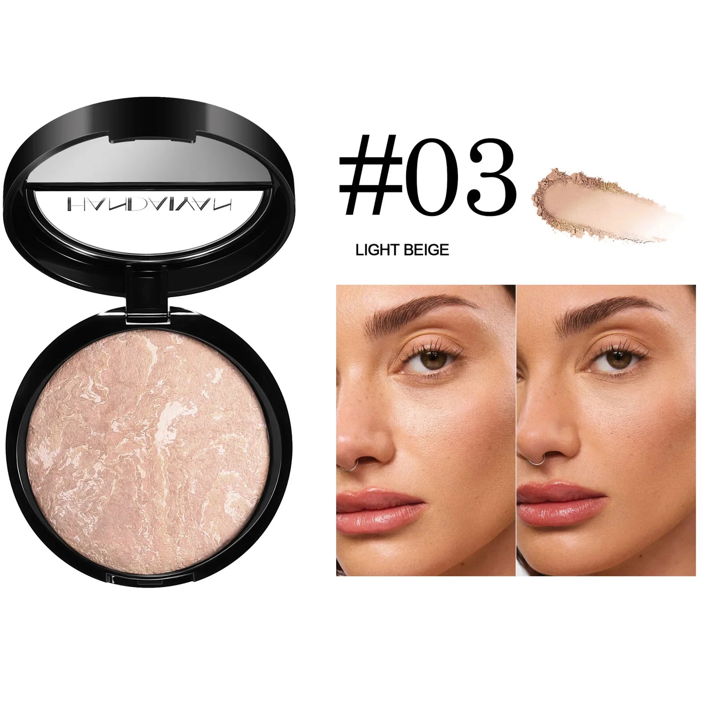 7 Colors Baked Duo Powder Matte Finishing Face Foundation Setting Powder Compact Waterproof Full Coverage Makeup Setting Base