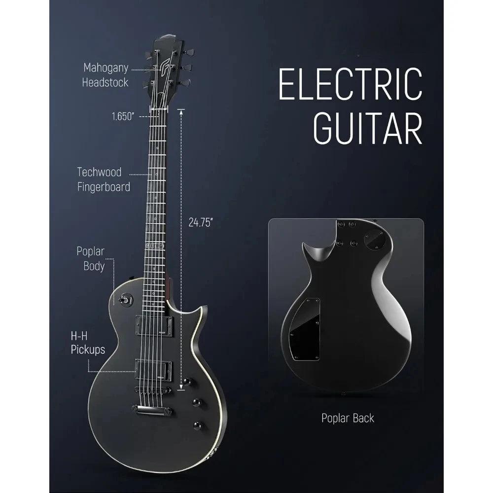 39" LP Electric Guitar Kit, Poplar Body, Mahogany Neck, 22 Frets, 6 String Guitar with Gig Bag, Cable, FLP350, Matte, Black - Premium Electric Guitar from Lizard Vigilante - Just $249.99! Shop now at Lizard Vigilante