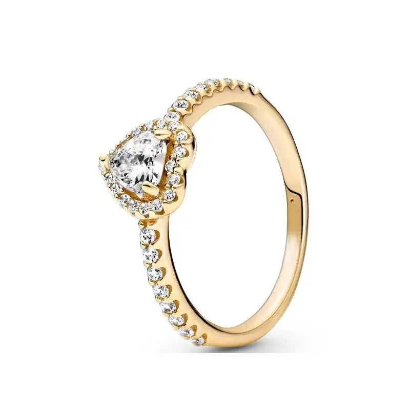 New Colored Crystal 925 Sterling Silver Ring Exquisite Women Shiny Heart Series Simple Ring Valentine's Day Gift for Lovers