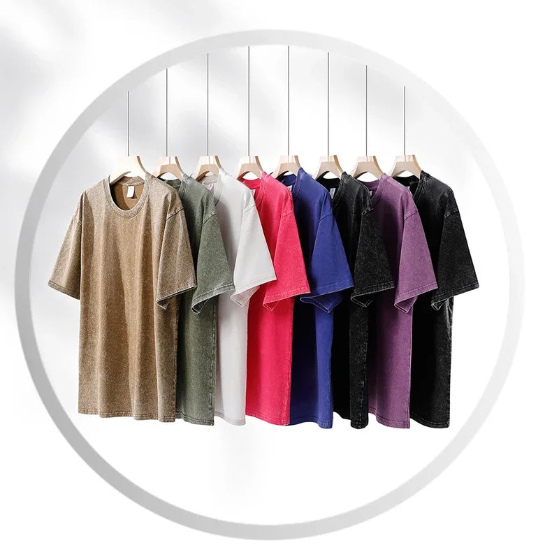 250gsm Vintage Acid Wash Punk Tee – Retro Streetwear T-Shirt for Men & Women | Harajuku Hip-Hop Grunge Cotton Short Sleeve | Namou Drane Exclusive - Premium tee from dsers - Just $27.77! Shop now at Lizard Vigilante