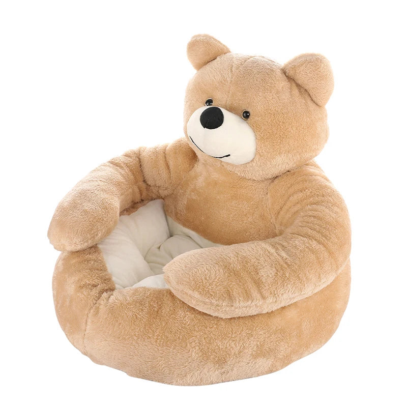 Super Soft Dog Bed Cute Winter Warm Bear Hug Cat Sleeping Mat Semi-closed Puppy Kitten Plush Nest Cushion Dog Sofa Pet Supplies - Lizard Vigilante