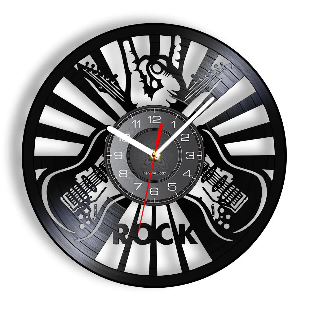 Guitar Player Vinyl Record Wall Clock: The Rock Music Instrument Wall Art for Your Living Room
