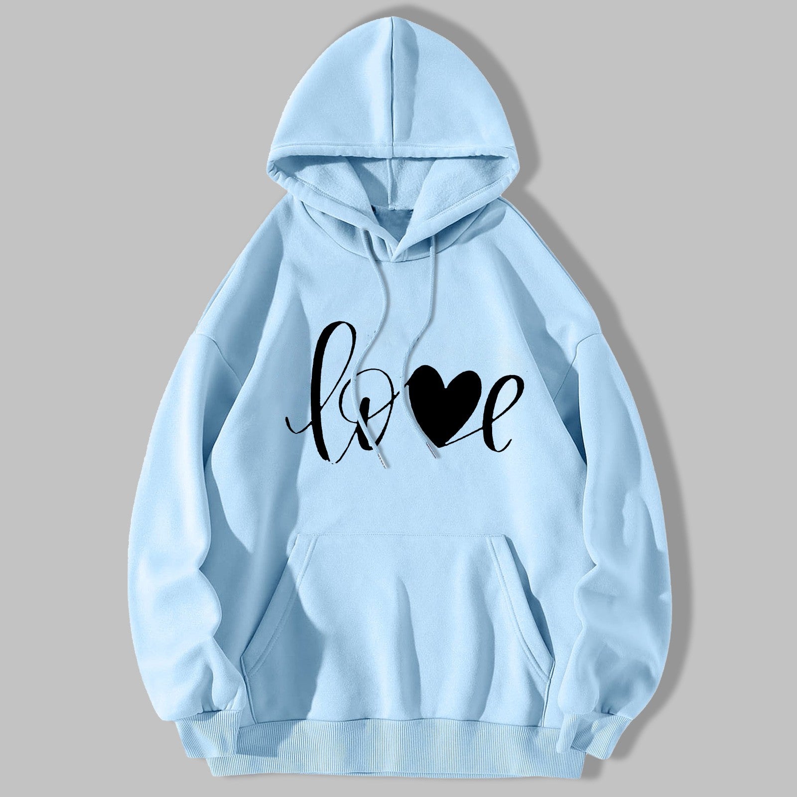 LOVE Unisex Print Long Sleeve Round Neck Hooded Sweatshirt - Premium sweatshirt from Lizard Vigilante - Just $38.88! Shop now at Lizard Vigilante