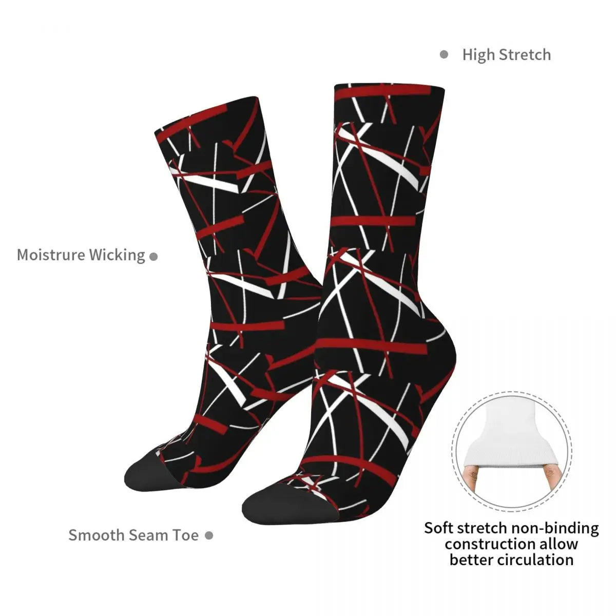 Van Halen Black Stripes Novelty Socks: A Must-Have for Rock Fans - Premium socks from Lizard Vigilante - Just $17.88! Shop now at Lizard Vigilante