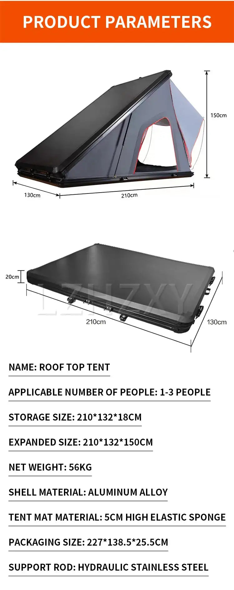 Hot Selling Cheap Traveling Waterproof Hard Shell Camp Outdoor Car Roof Top Tent with Aluminum Frame