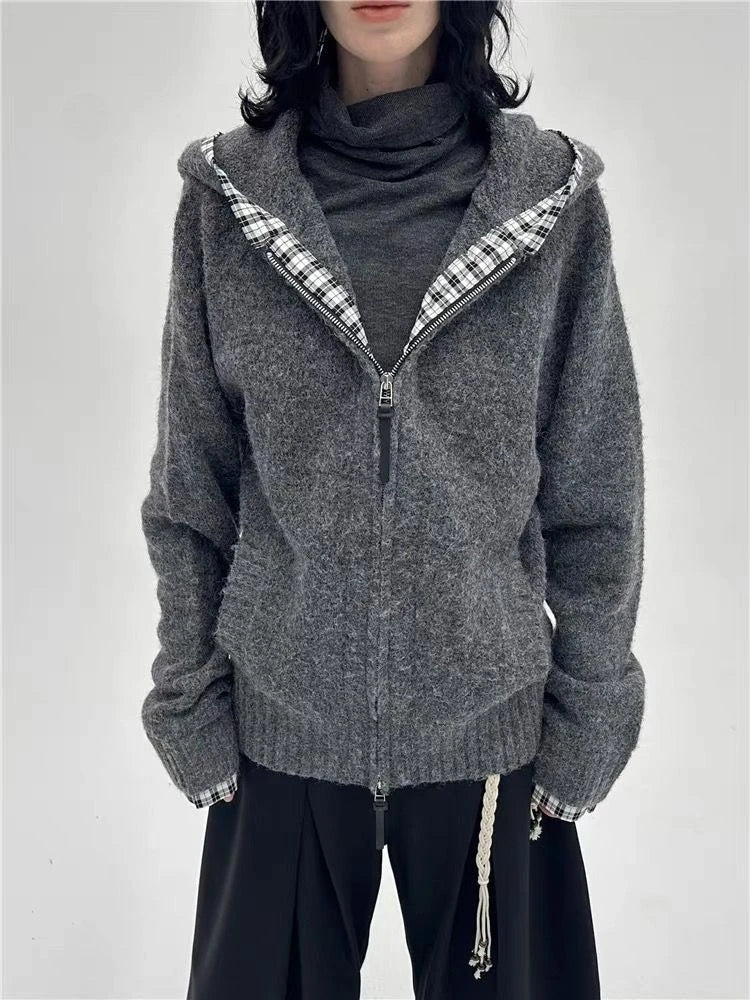 Shadow Vortex Faux Fur Gothic Hoodie Jacket