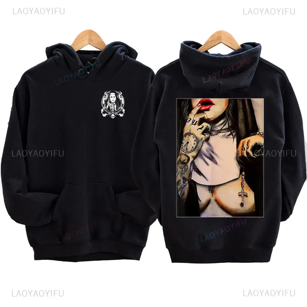 The Bad Nun Hoodie – Satanic Hip-Hop Fleece Sweater for Harajuku Streetwear Fans - Premium hoodie from Lizard Vigilante - Just $39.99! Shop now at Lizard Vigilante