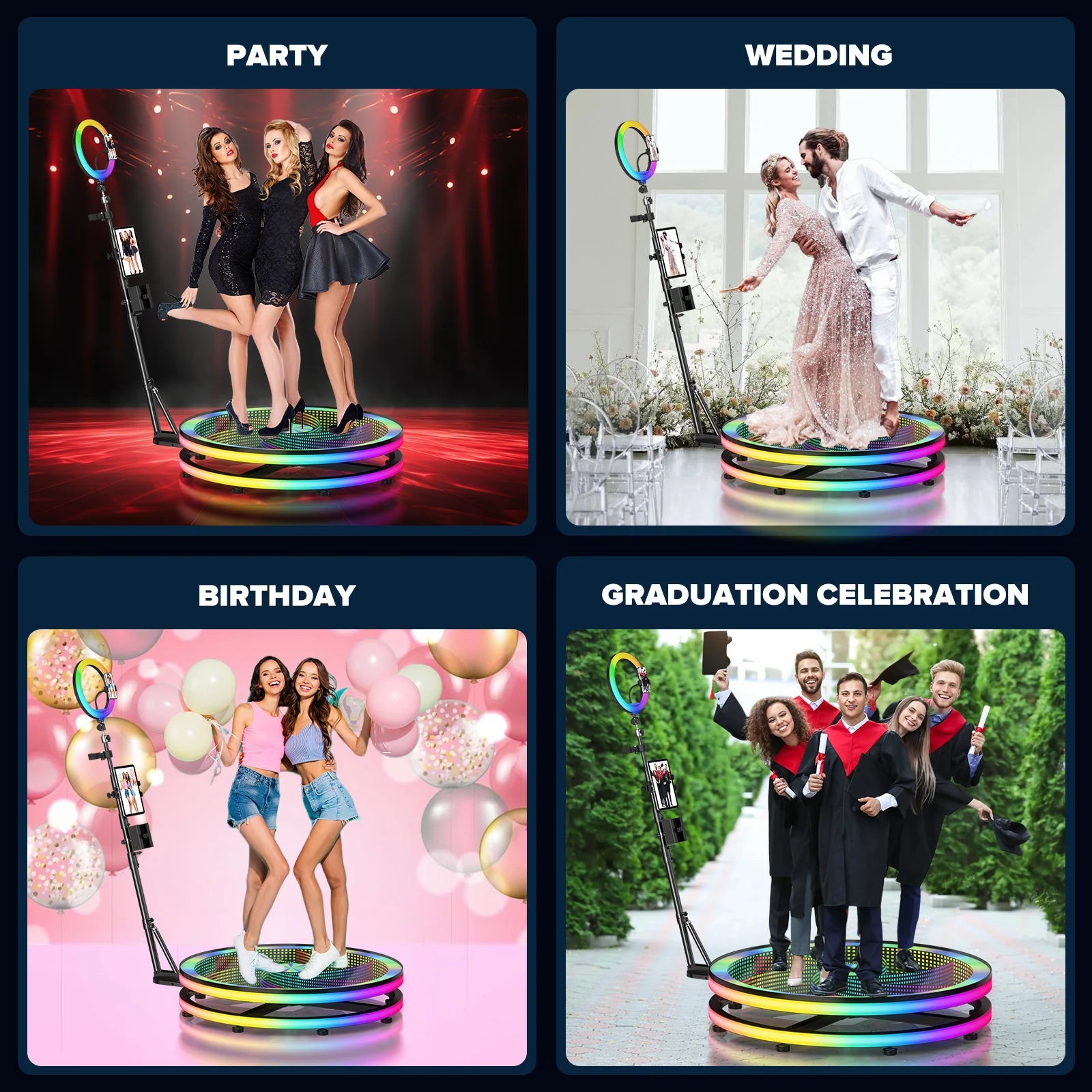 Lizard Vigilante: 360° Chaos Cam Rig – RGB Jet-Spin Ring Light Booth (Party Destruction Machine V1) - Premium photobooth from dsers - Just $2438.99! Shop now at Lizard Vigilante