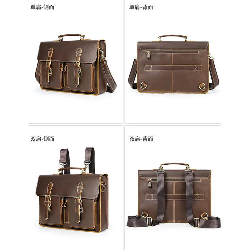 Vintage Leather Briefcase - Timeless Elegance and Durability - Premium handbag from Lizard Vigilante - Just $187.99! Shop now at Lizard Vigilante