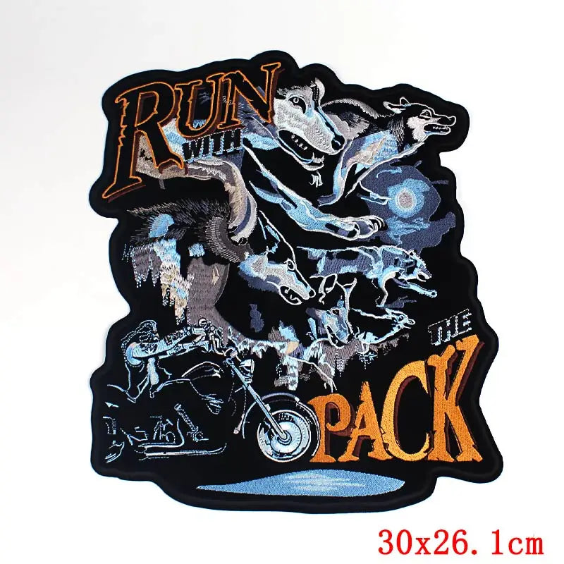 Punk Biker Patch Iron/Sew On Embroidery Patches On Clothes Skull Big Pacthes For Jacket Applique DIY Rock Large Back Pacth Badge - Lizard Vigilante