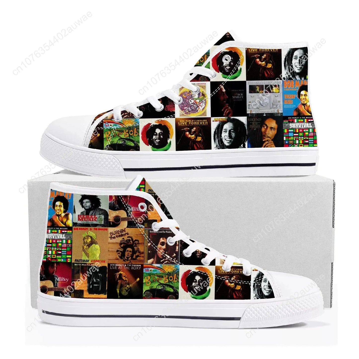 Bob Marley Reggae Rasta Print Casual High Top Shoes for Men and Women - Premium high top shoes from Lizard Vigilante - Just $44.44! Shop now at Lizard Vigilante