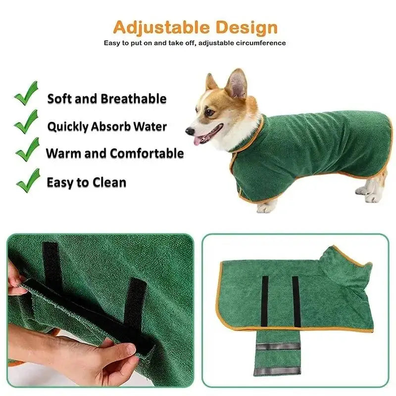 Pet Bathrobe – Fast Drying Microfiber Grooming Coat for Dogs | Absorbent, Soft, and Adjustable Towel for Small, Medium, and Large Dogs - Premium pet towel from Lizard Vigilante - Just $19.99! Shop now at Lizard Vigilante