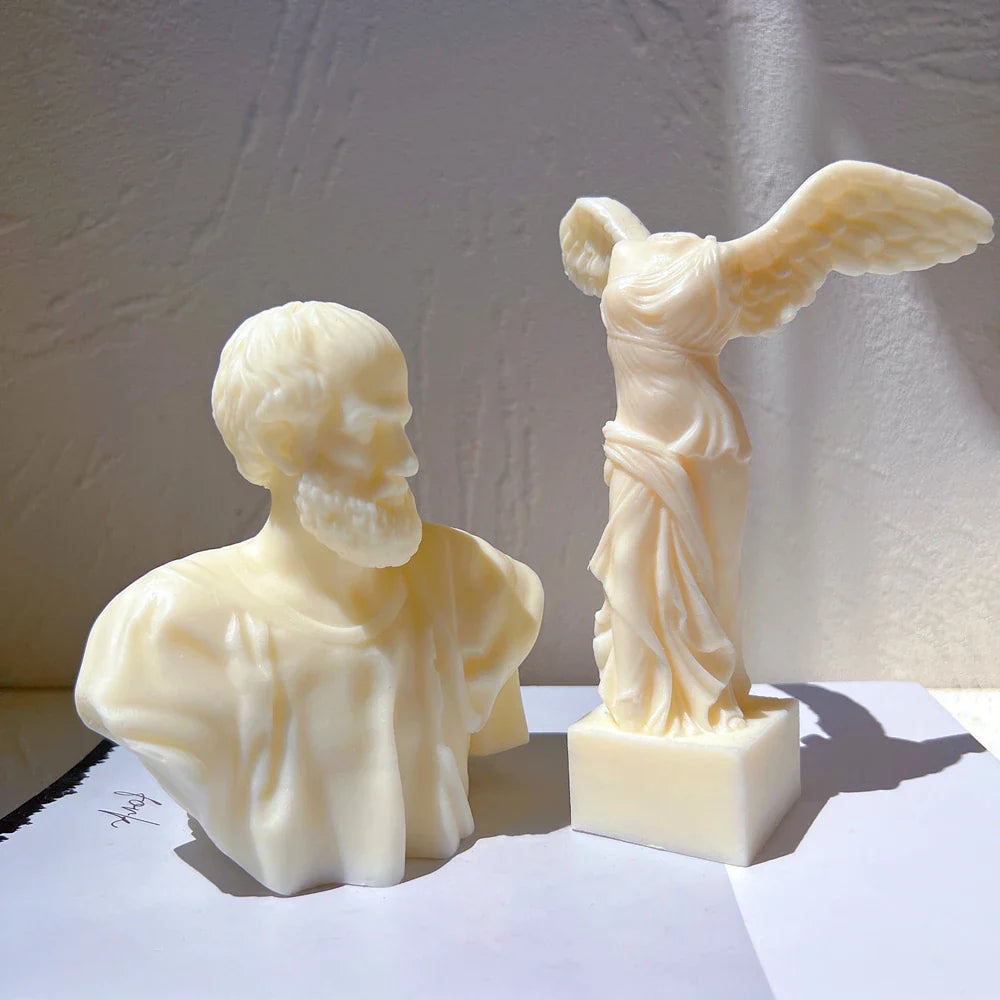 Aristotle Statue Candle Mold Greek Philosopher Bust Silicone Molds Greek Art Man Sculpture Wax Tool Tabletop Ornament