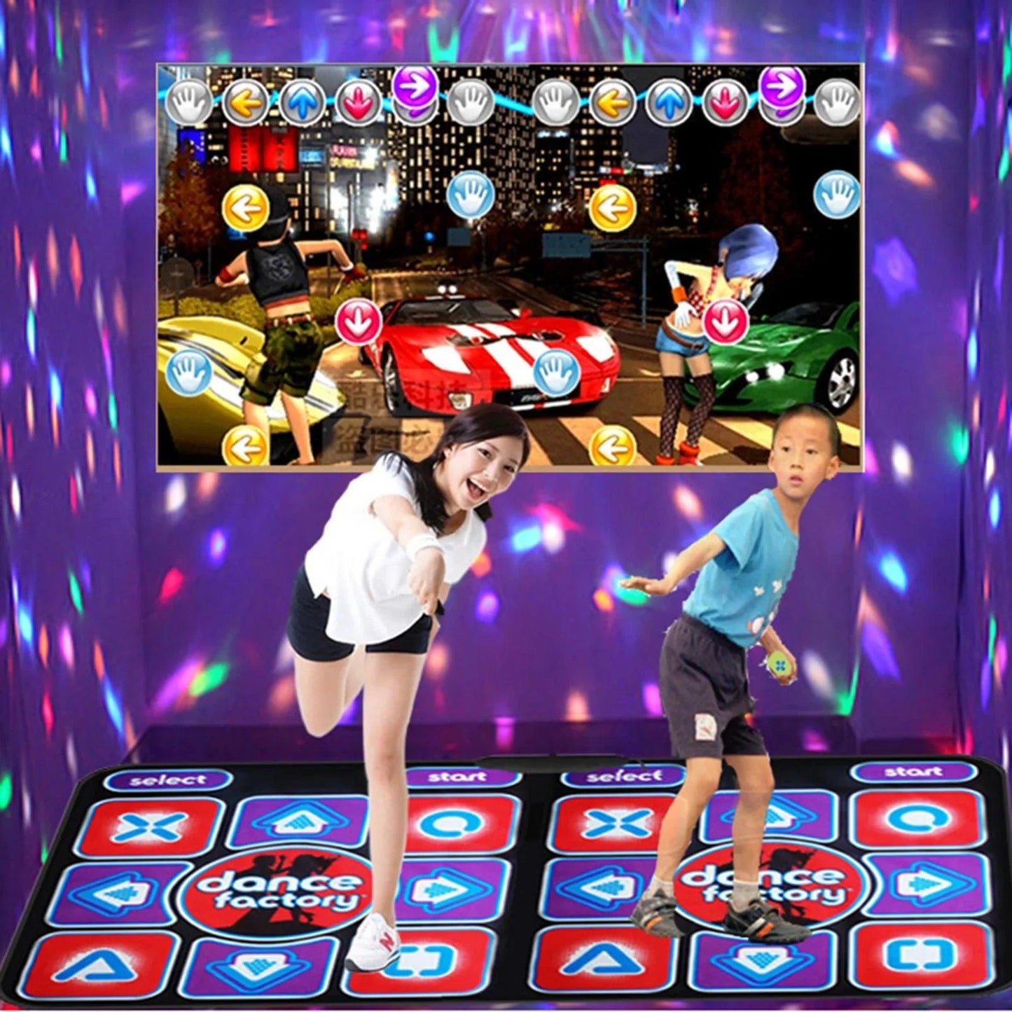 Double Dancing Mat Double User Wired Dance Mat Family Music Game Mat Non-Slip with 2 Remote Controller Multi-Function For PC TV - Lizard Vigilante