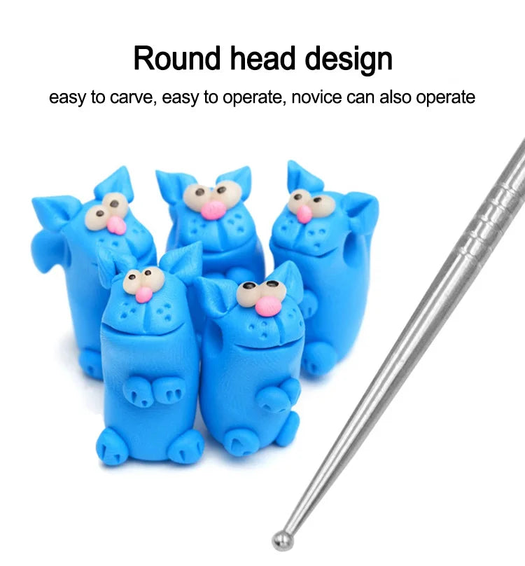 Stainless Steel Soft Pottery Clay Carved Tools Double Head Sculpture Pottery Model Tool DIY
