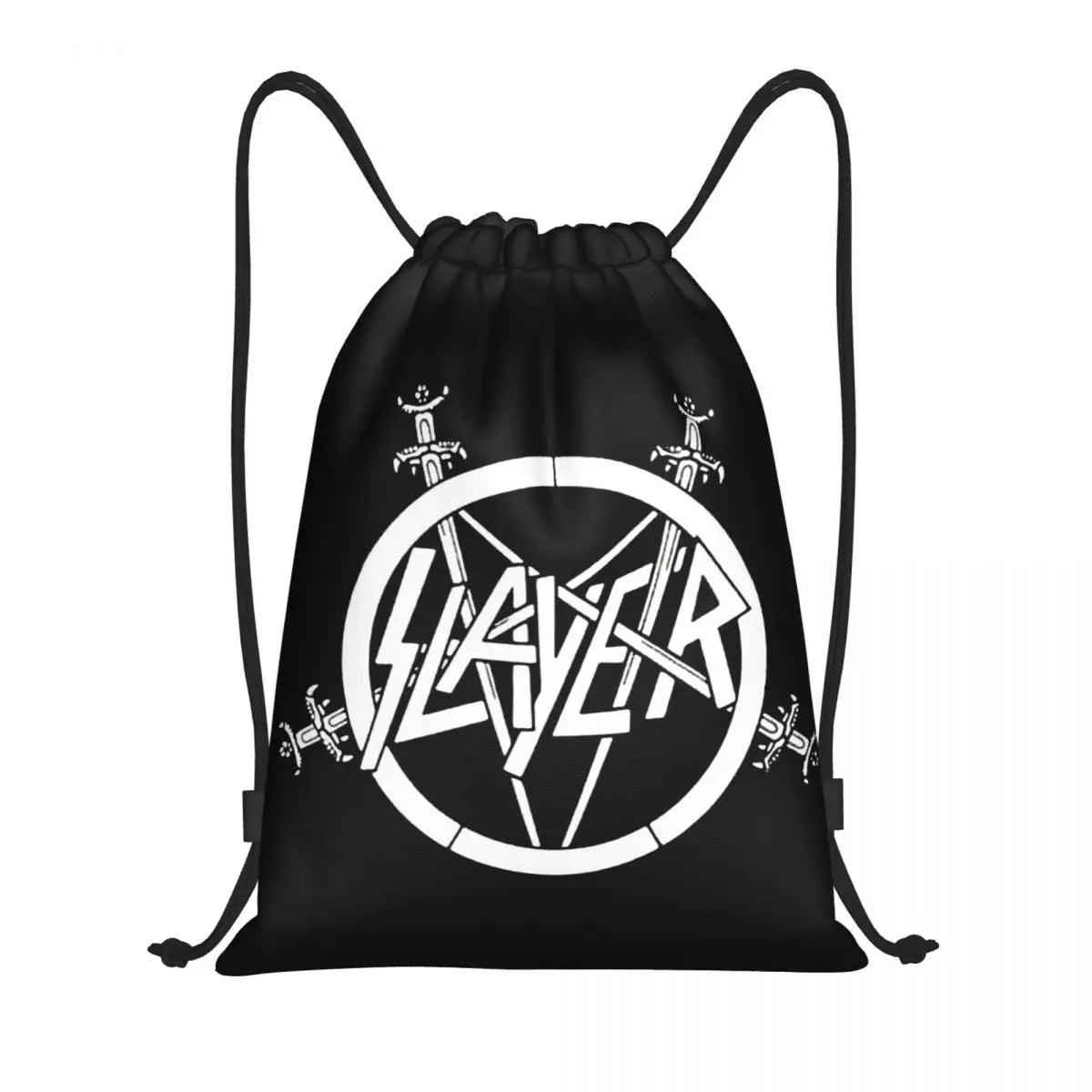 Heavy Metal Rock Slayers Logo Drawstring Bags Women Men Portable Sports Gym Sackpack Thrash Band Shopping Backpacks - Lizard Vigilante