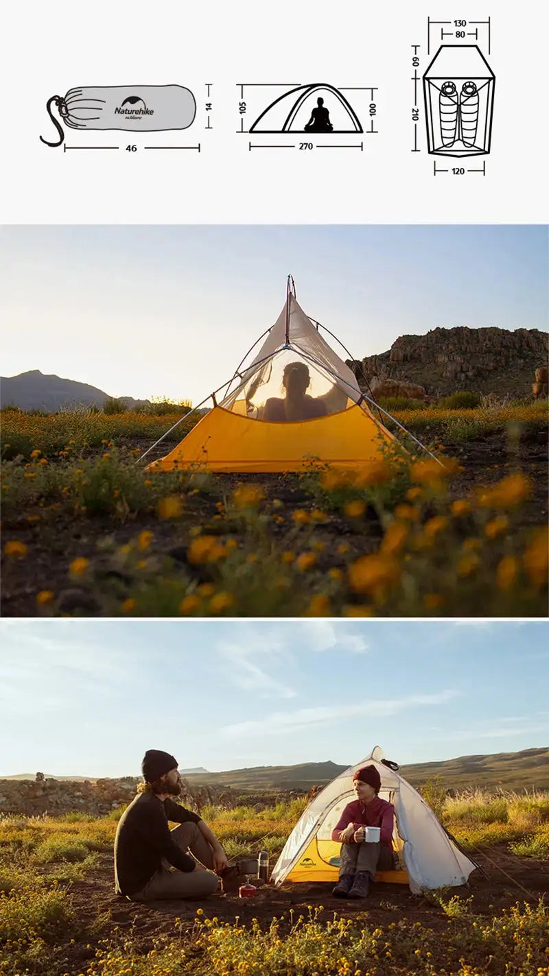 Naturehike Camping Tent Ultralight Portable Cloud Up 2Person 10D Upgraded Folding Backpack Waterproof Tent Travel Beach Tents