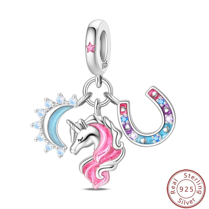 S925 Sterling Silver Princess Golf Hamster Camera Travel Three Piece Set Charms Beads 3mm DIY Fine Jewelry Making