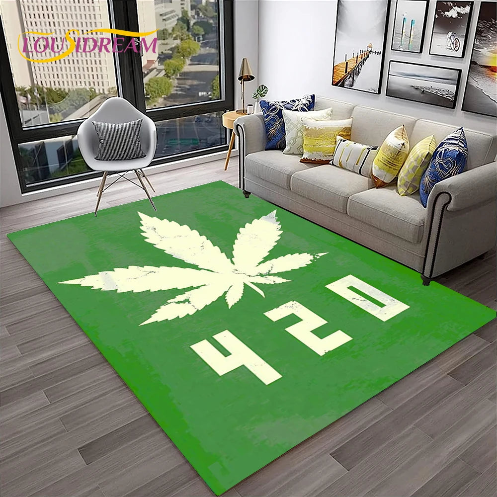 High Voltage Maple Leaf Lounge Rug – 3D Printed Non-Slip Weed Art Carpet For Living Rooms, Studios And Late-Night Plots