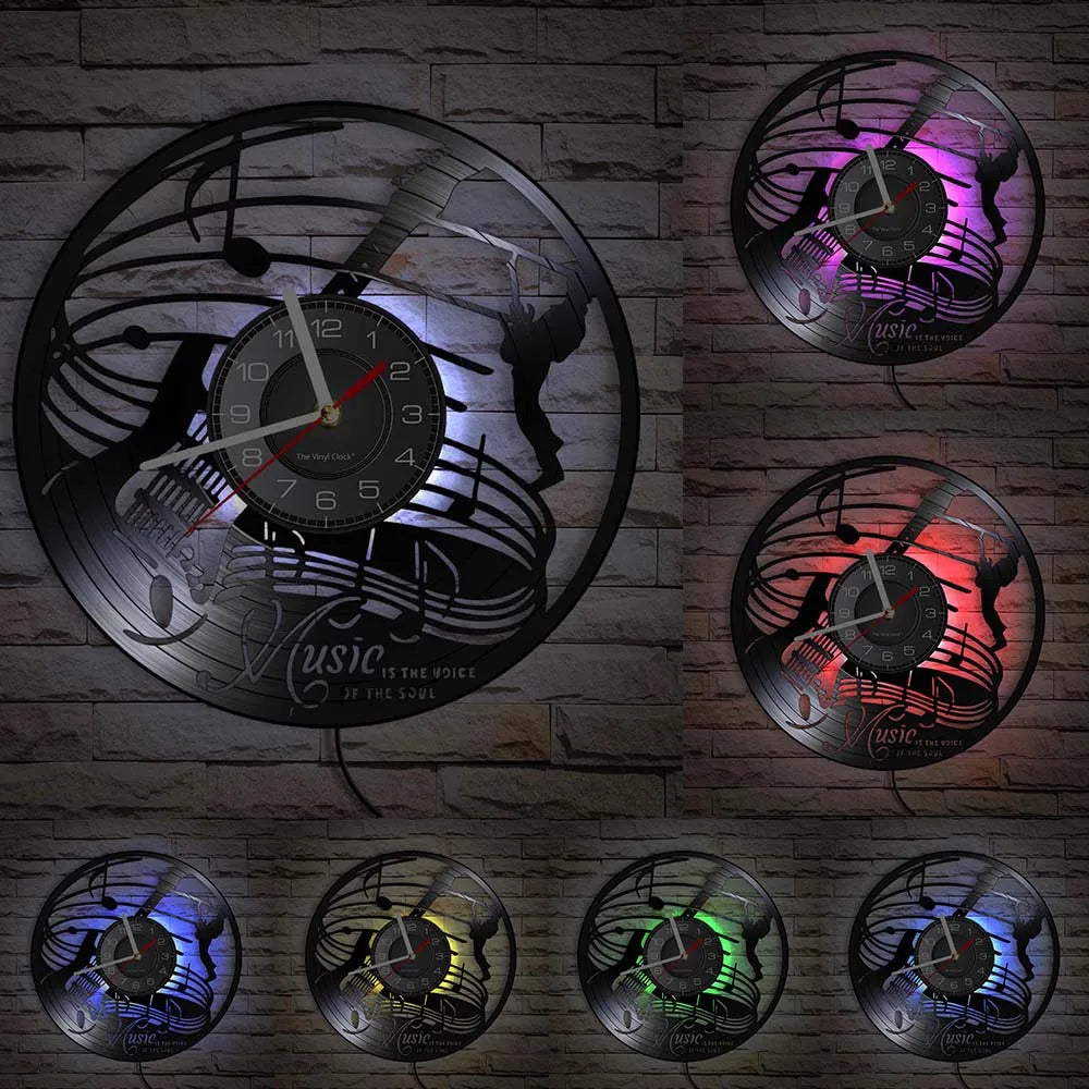 Guitar Player Vinyl Record Wall Clock: The Rock Music Instrument Wall Art for Your Living Room